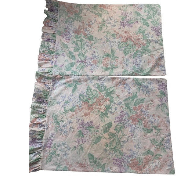 Martex Other - Vintage Martex Floral Ruffle Pillowcase Set 2 Standard Percale Lilac Hydrangea